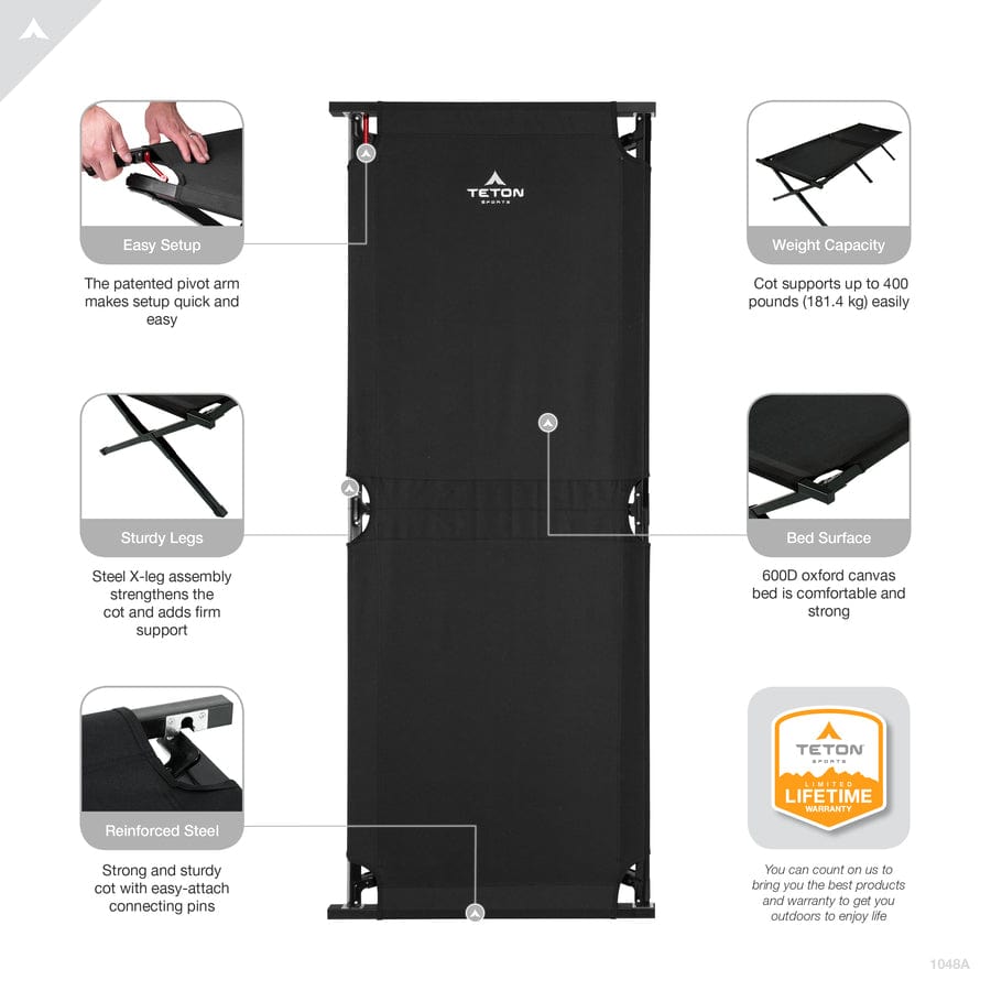 Camp Cot mit Pivot Arm (Abenteurer & Universal)