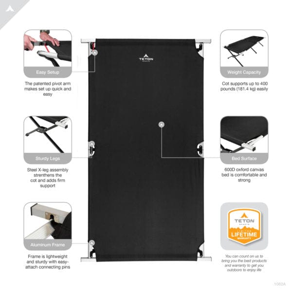 Camp Cot mit Pivot Arm (Abenteurer & Universal)